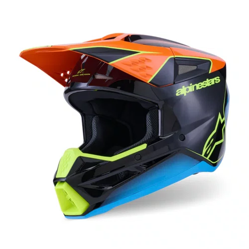 Capacete Off Road Alpinestars SM3 Fray Preto Laranja Amarelo