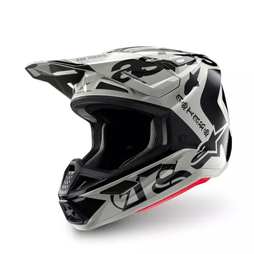 Capacete Off Road Alpinestars SM7 Wolf Dust Cinza Claro Preto