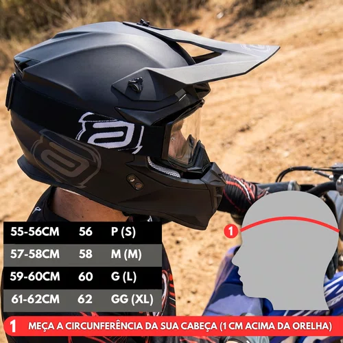 Capacete Off Road Asw R3 Solid Preto
