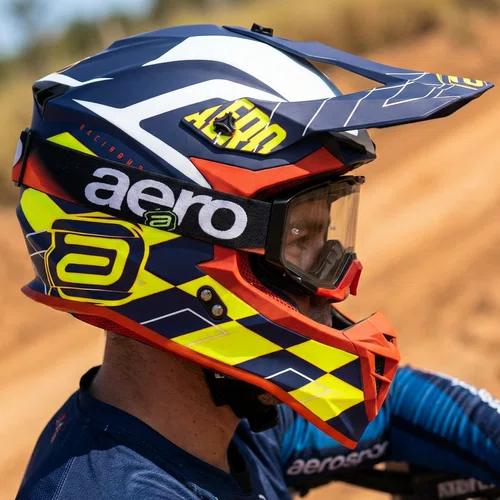 Capacete Off Road Asw R3 Victorious Azul Amarelo Fluo Branco