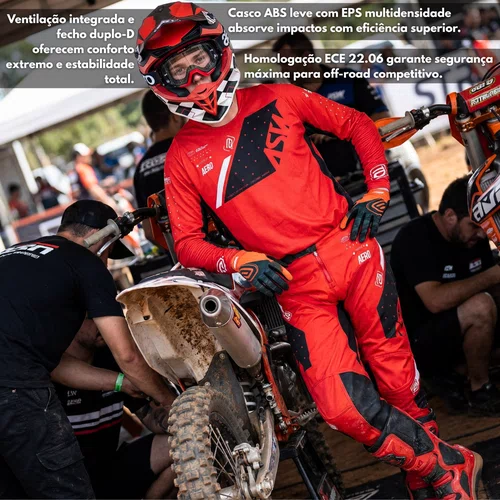 Capacete Off Road Asw R3 Victorious Preto Branco Vermelho