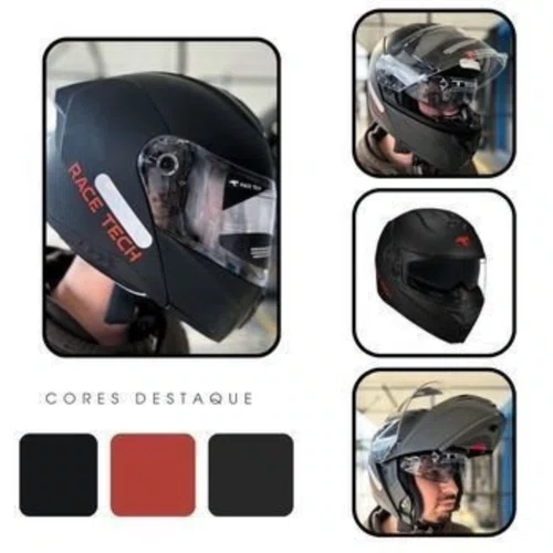 Capacete Articulado Race Tech Signal Preto Fosco