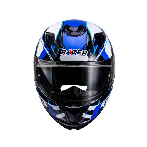 Capacete Fechado Racer1 Rc1 Icone Branco Preto Azul