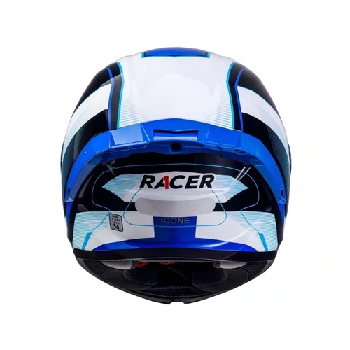 Capacete Fechado Racer1 Rc1 Icone Branco Preto Azul