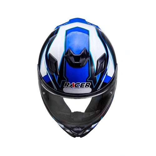 Capacete Fechado Racer1 Rc1 Icone Branco Preto Azul Mais Viseira Rc1 Fume
