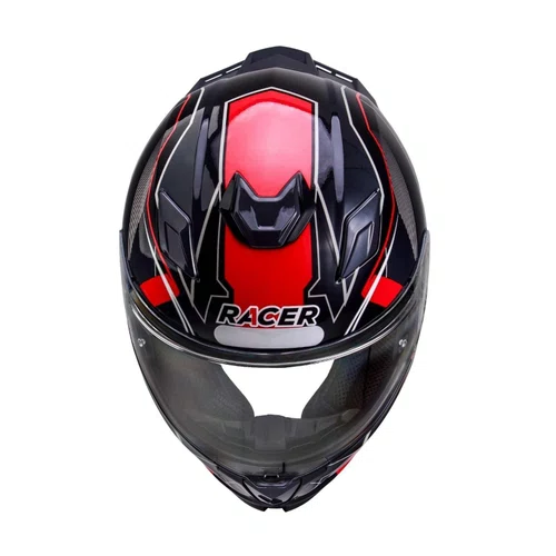 Capacete Fechado Racer1 Rc1 Icone Preto Cinza Vermelho
