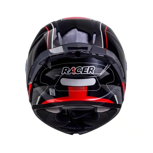 Capacete Fechado Racer1 Rc1 Icone Preto Cinza Vermelho