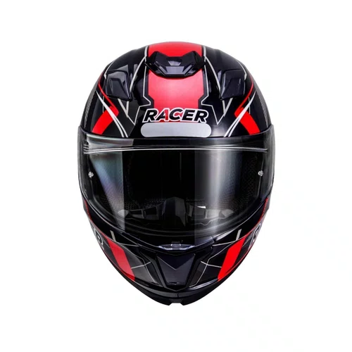Capacete Fechado Racer1 Rc1 Icone Preto Cinza Vermelho Mais Viseira Rc1 Fume