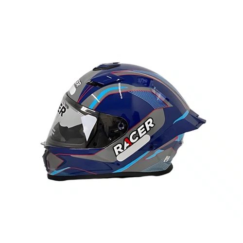 Capacete Fechado Racer1 Rc1 Octane Azul Cinza Vermelho Mais Viseira Rc1 Fume