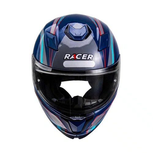 Capacete Fechado Racer1 Rc1 Octane Azul Cinza Vermelho Mais Viseira Rc1 Fume