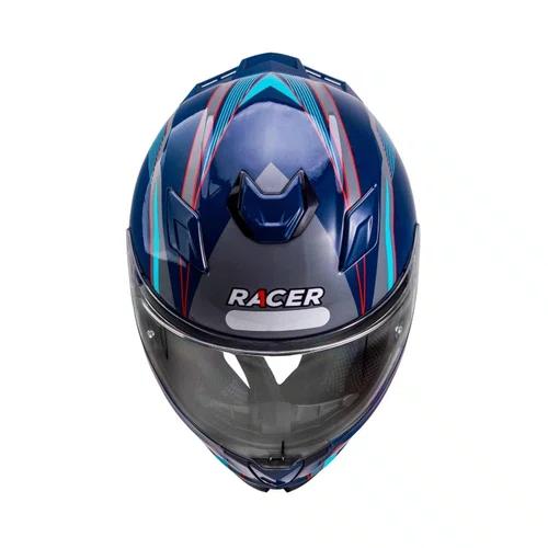 Capacete Fechado Racer1 Rc1 Octane Azul Cinza Vermelho Mais Viseira Rc1 Fume