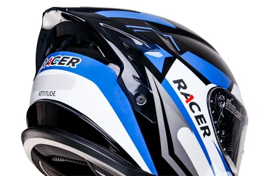 Capacete Fechado Racer1 Rc2 Start Attitude Preto Branco Azul