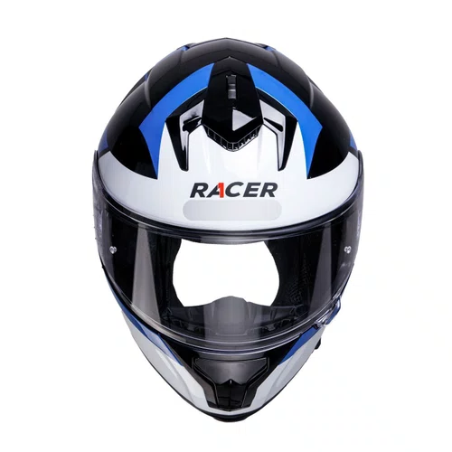Capacete Fechado Racer1 Rc2 Start Attitude Preto Branco Azul