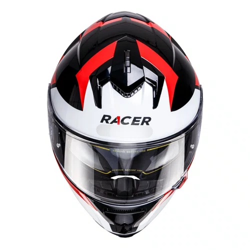Capacete Fechado Racer1 Rc2 Start Attitude Preto Branco Vermelho