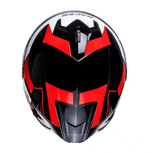 Capacete Fechado Racer1 Rc2 Start Attitude Preto Branco Vermelho