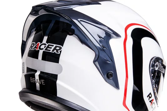 Capacete Fechado Racer1 Rc2 Start Brave Branco Preto Vermelho