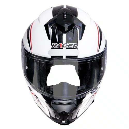 Capacete Fechado Racer1 Rc2 Start Brave Branco Preto Vermelho