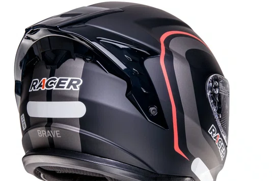 Capacete Fechado Racer1 Rc2 Start Brave Preto Cinza Vermelho