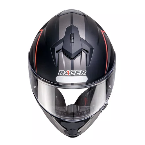 Capacete Fechado Racer1 Rc2 Start Brave Preto Cinza Vermelho