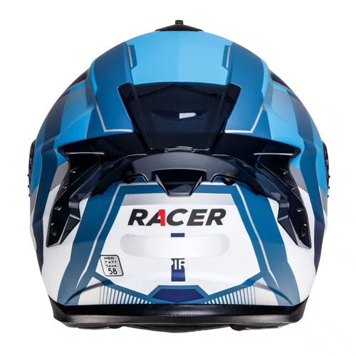 Capacete Fechado Racer1 Rc2 Start Spirit Azul Branco Prata
