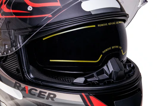 Capacete Fechado Racer1 Rc2 Start Spirit Preto Cinza Vermelho