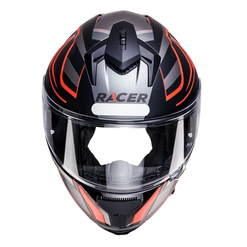 Capacete Fechado Racer1 Rc2 Start Spirit Preto Cinza Vermelho