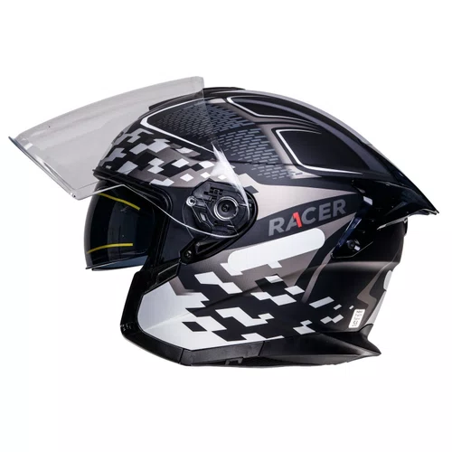 Capacete Aberto Racer1 Rc3 Wind-R Glory Preto Cinza Prata