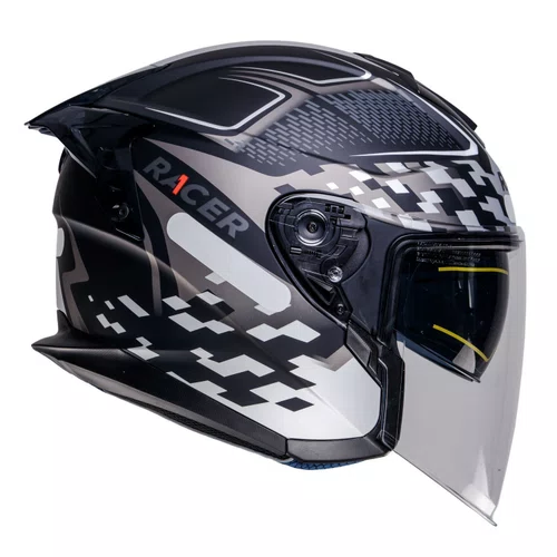 Capacete Aberto Racer1 Rc3 Wind-R Glory Preto Cinza Prata