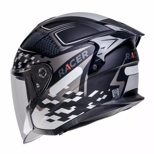 Capacete Aberto Racer1 Rc3 Wind-R Glory Preto Cinza Prata