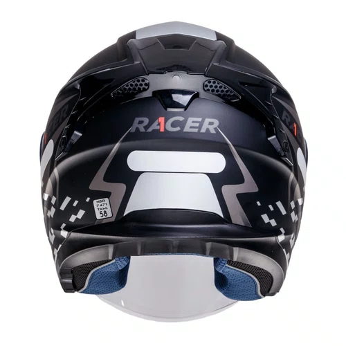Capacete Aberto Racer1 Rc3 Wind-R Glory Preto Cinza Prata
