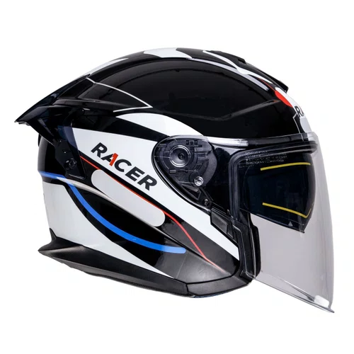Capacete Aberto Racer1 Rc3 Wind-R Horizon Preto Branco Vermelho Azul