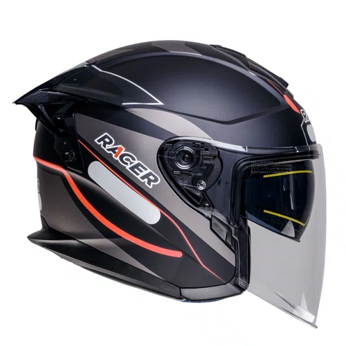Capacete Aberto Racer1 Rc3 Wind-R Horizon Preto Cinza Vermelho