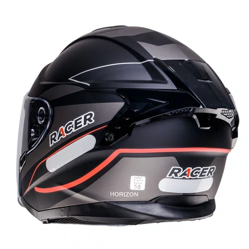 Capacete Aberto Racer1 Rc3 Wind-R Horizon Preto Cinza Vermelho