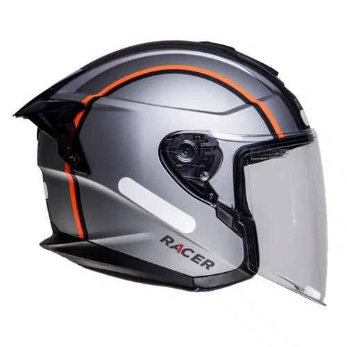Capacete Aberto Racer1 Rc3 Wind-R Voyager Cinza Preto Laranja