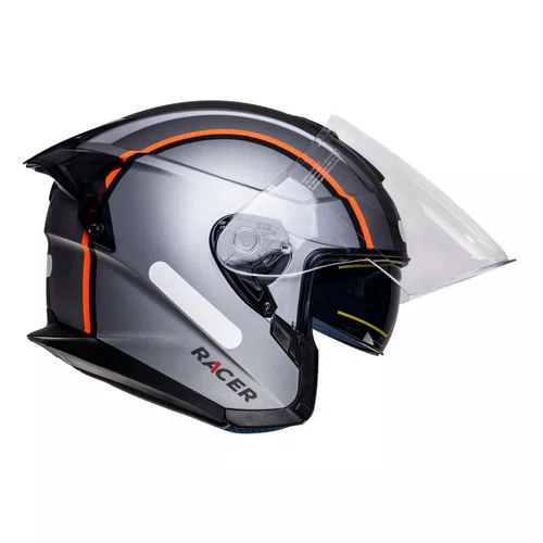 Capacete Aberto Racer1 Rc3 Wind-R Voyager Cinza Preto Laranja