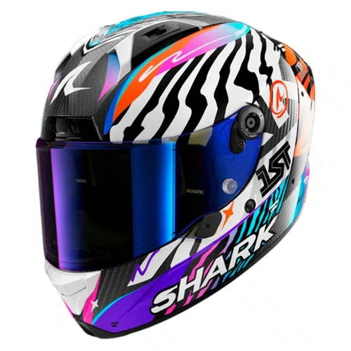 Capacete Fechado Shark Aeron Speed Fancy Branco Laranja