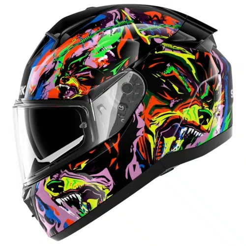 Capacete Fechado Shark Ridill 2 Raging Beast Preto Roxo