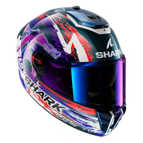 Capacete Shark Spartan RS Carbon Zarco Signature Branco Roxo