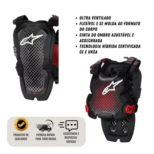 Colete Alpinestars A1 Pro Chest Protector Preto Vermelho Original