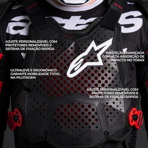 Colete Alpinestars A10 V2 Chest Protector Preto Vermelho
