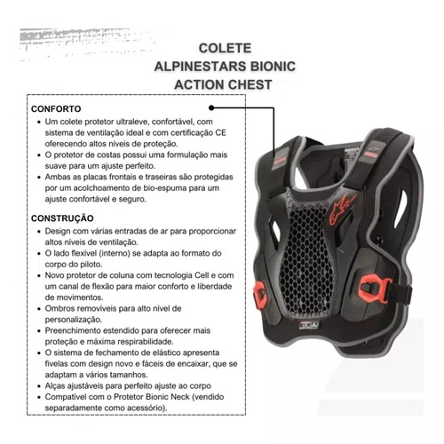 Colete Alpinestars Bionic Action Chest Motocross Enduro Bmx
