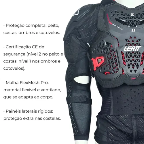 Colete Integral Motocross Trilha Leatt 5.5 Evo Preto