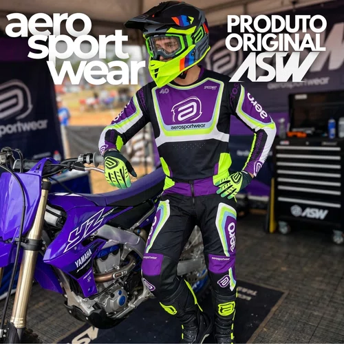 Conjunto ASW Image Cyber Preto Roxo Amarelo Fluo