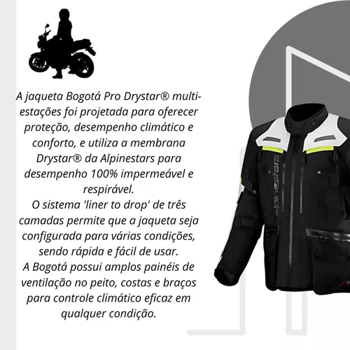 Jaqueta Alpinestars Bogota Pro Drystar Preta Gelo Cinza Amarela