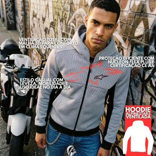 Jaqueta Alpinestars Chrome Superairflow Hoodie Preto Cinza