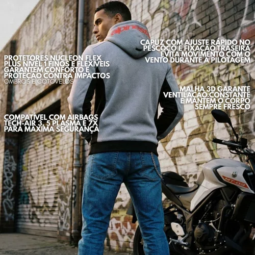 Jaqueta Alpinestars Chrome Superairflow Hoodie Preto Cinza