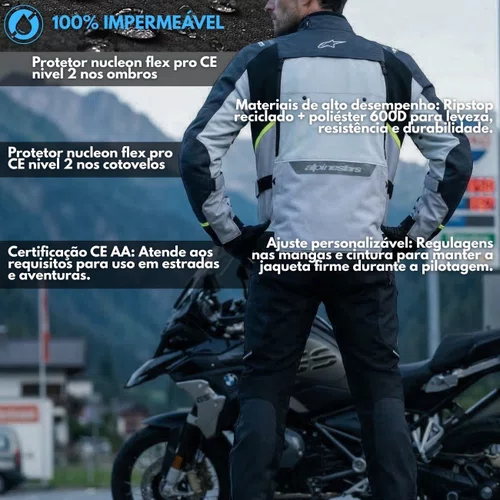 Jaqueta Alpinestars Cusco Drystar Gelo Cinza Escuro
