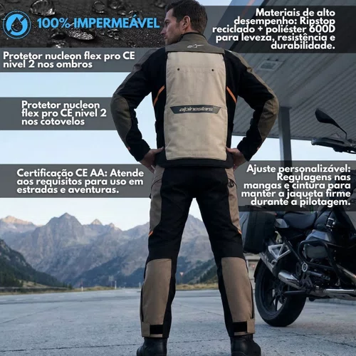 Jaqueta Alpinestars Cusco Drystar Marrom Alumínio Preta