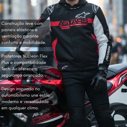 Jaqueta Alpinestars Monza Sport Preto Vermelho Branco