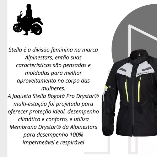 Jaqueta Alpinestars Stella Bogota Pro Drystar Preta Cinza Amarela